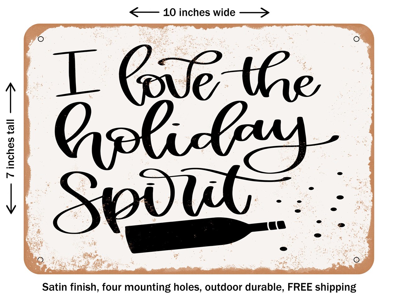 DECORATIVE METAL SIGN - Spirit Wine Bottle - Vintage Rusty Look